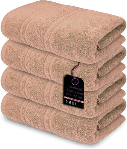 4 x Large Jumbo Budget Bath Sheet Towels 100% Egyptian Cotton Bath Sheets Big Towels 75 x 150 cm Towelsworld